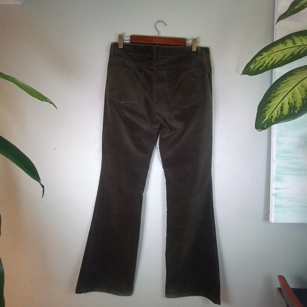 Talbots Velvet Deep Green Festive Midrise Bootcut Holiday Christmas Boho Jean 10 - Picture 5 of 11
